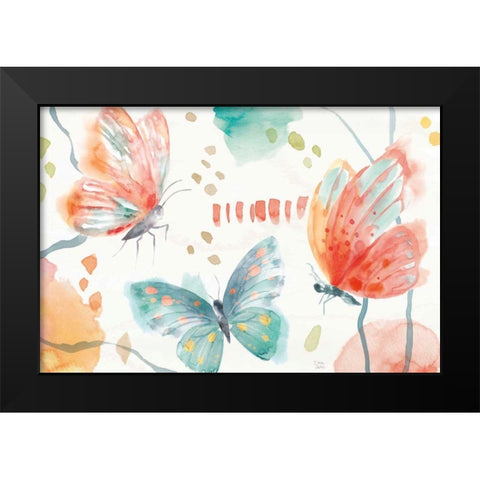 Winged Whisper I Black Modern Wood Framed Art Print by June, Dina