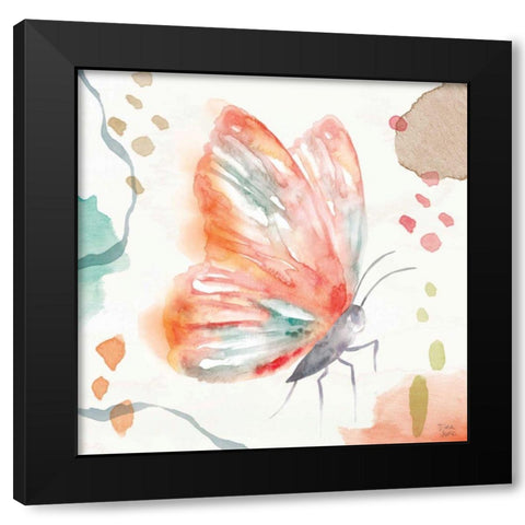 Winged Whisper II Black Modern Wood Framed Art Print with Double Matting by June, Dina