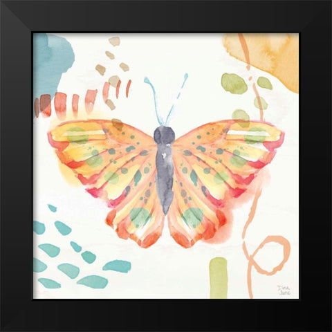 Winged Whisper V Black Modern Wood Framed Art Print by June, Dina