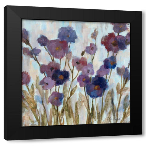 Abstracted Floral in Purple Black Modern Wood Framed Art Print by Vassileva, Silvia