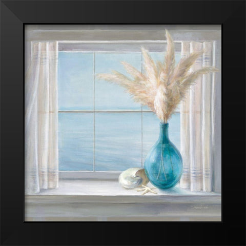 Seaside Cottage View Shell Black Modern Wood Framed Art Print by Nai, Danhui