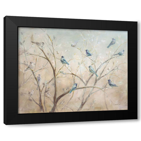 Spring Gathering Light Black Modern Wood Framed Art Print with Double Matting by Nai, Danhui