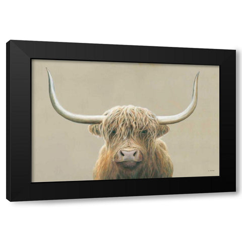 Highland Cow Neutral Black Modern Wood Framed Art Print with Double Matting by Wiens, James