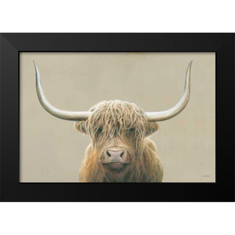 Highland Cow Neutral Black Modern Wood Framed Art Print by Wiens, James