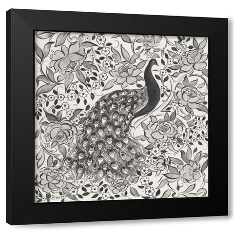 Peacock Garden III BW Black Modern Wood Framed Art Print by Thomas, Miranda