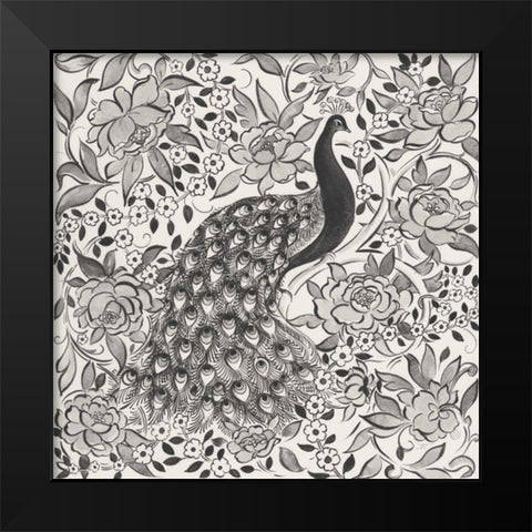 Peacock Garden III BW Black Modern Wood Framed Art Print by Thomas, Miranda