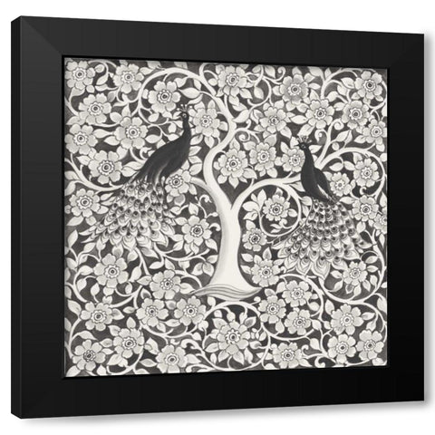 Peacock Garden VII BW Black Modern Wood Framed Art Print by Thomas, Miranda