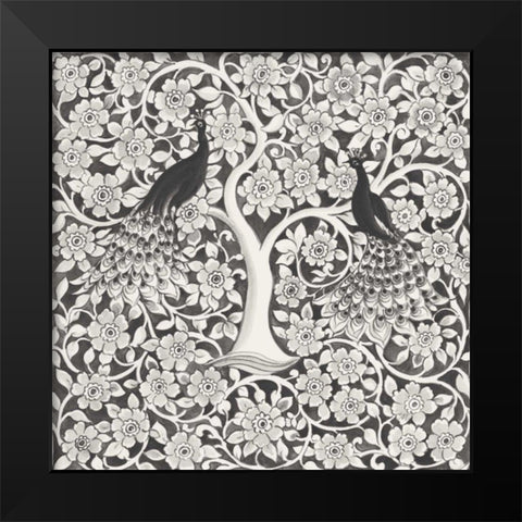 Peacock Garden VII BW Black Modern Wood Framed Art Print by Thomas, Miranda