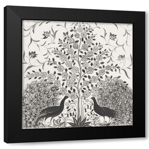 Peacock Garden VIII BW Black Modern Wood Framed Art Print with Double Matting by Thomas, Miranda