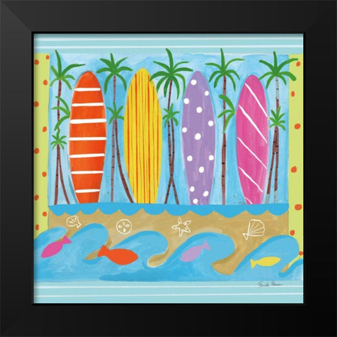 Beach Living V Black Modern Wood Framed Art Print by Zaman, Farida