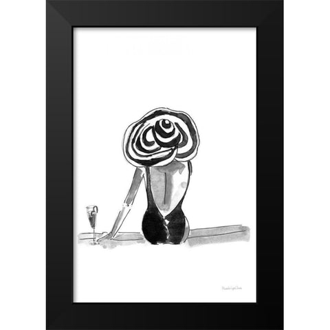 By the Pool Black Modern Wood Framed Art Print by Charro, Mercedes Lopez