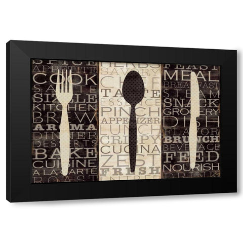 Kitchen Words Trio Black Modern Wood Framed Art Print with Double Matting by Pela Studio