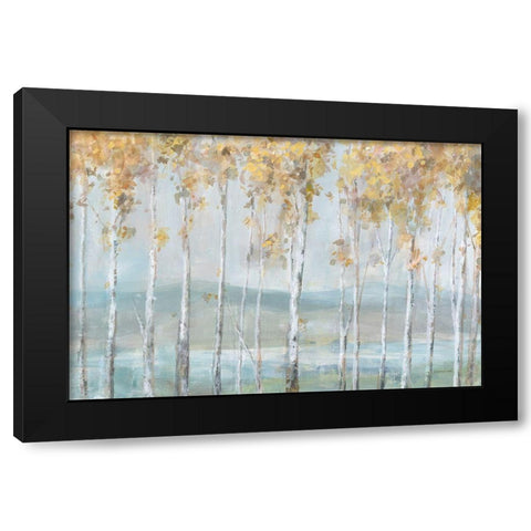 Lakeview Birches Black Modern Wood Framed Art Print with Double Matting by Nai, Danhui