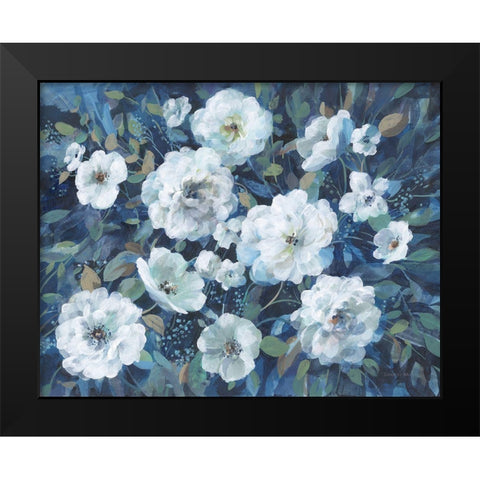 Rugosa Roses Black Modern Wood Framed Art Print by Nai, Danhui