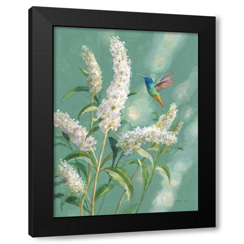 Hummingbird Spring II Black Modern Wood Framed Art Print by Nai, Danhui