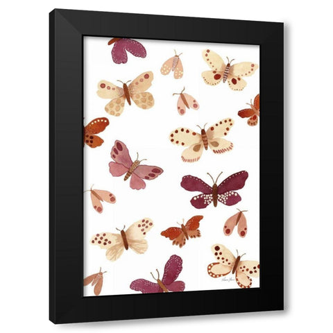 Garden Dance Butterflies Black Modern Wood Framed Art Print by Horn, Laura