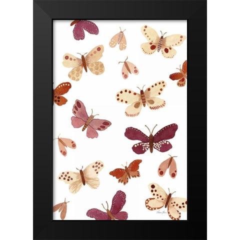 Garden Dance Butterflies Black Modern Wood Framed Art Print by Horn, Laura