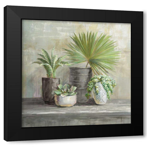 Indoor Garden Gray Black Modern Wood Framed Art Print by Nai, Danhui