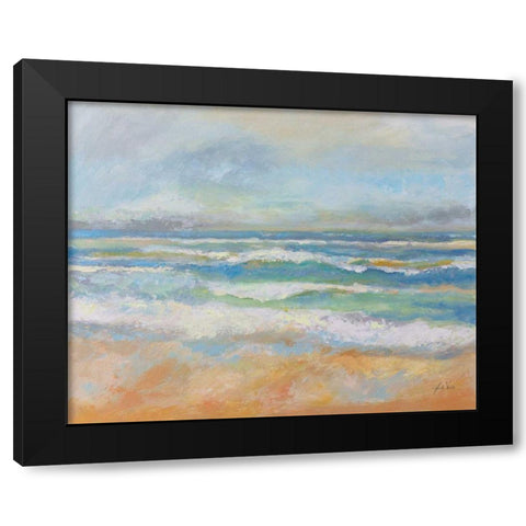 Morning Surf Black Modern Wood Framed Art Print with Double Matting by Vertentes, Jeanette