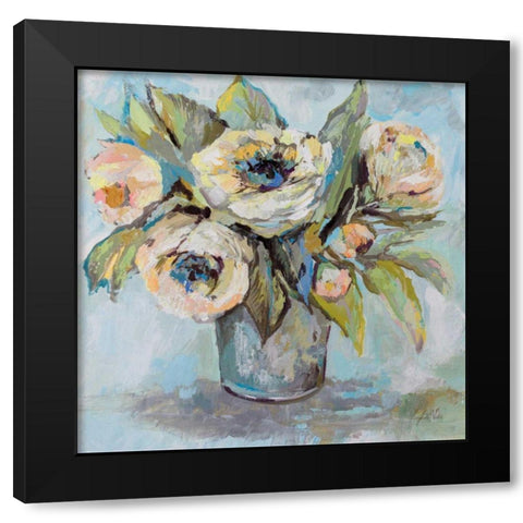 Soft Blooms Black Modern Wood Framed Art Print with Double Matting by Vertentes, Jeanette