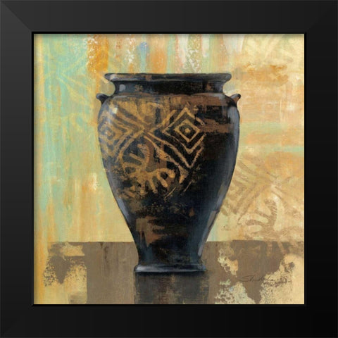 Glazed Pot III with Decoration Black Modern Wood Framed Art Print by Vassileva, Silvia