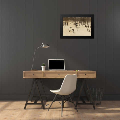 Skiing I Black Modern Wood Framed Art Print by Wild Apple Portfolio