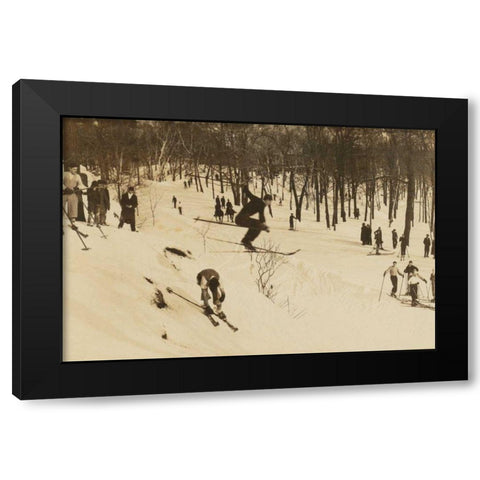 Skiing I Black Modern Wood Framed Art Print by Wild Apple Portfolio