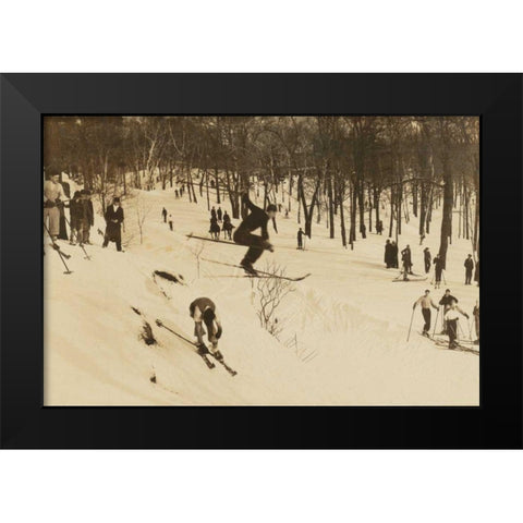 Skiing I Black Modern Wood Framed Art Print by Wild Apple Portfolio