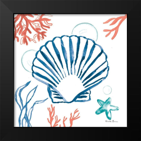 Coastal Jewels III Bright Black Modern Wood Framed Art Print by Zaman, Farida