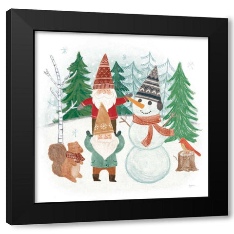 Woodland Gnomes IV Black Modern Wood Framed Art Print by Urban, Mary