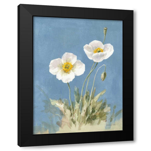 White Poppies I No Butterfly Black Modern Wood Framed Art Print with Double Matting by Nai, Danhui