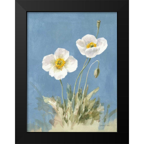 White Poppies I No Butterfly Black Modern Wood Framed Art Print by Nai, Danhui