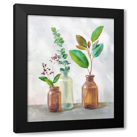 Natural Riches III Clear Vase Black Modern Wood Framed Art Print with Double Matting by Nai, Danhui