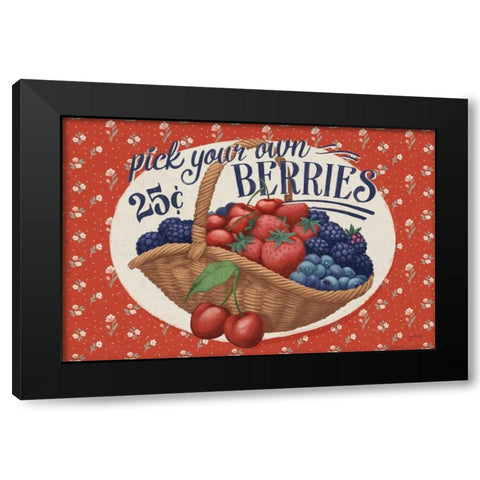 Berry Breeze I Black Modern Wood Framed Art Print with Double Matting by Penner, Janelle