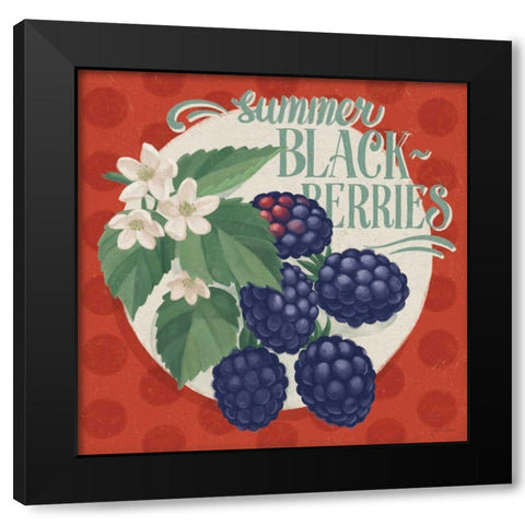 Berry Breeze V Black Modern Wood Framed Art Print with Double Matting by Penner, Janelle