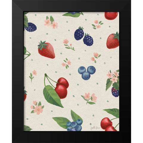 Berry Breeze Pattern IA Black Modern Wood Framed Art Print by Penner, Janelle