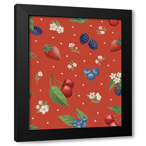 Berry Breeze Pattern IB Black Modern Wood Framed Art Print with Double Matting by Penner, Janelle