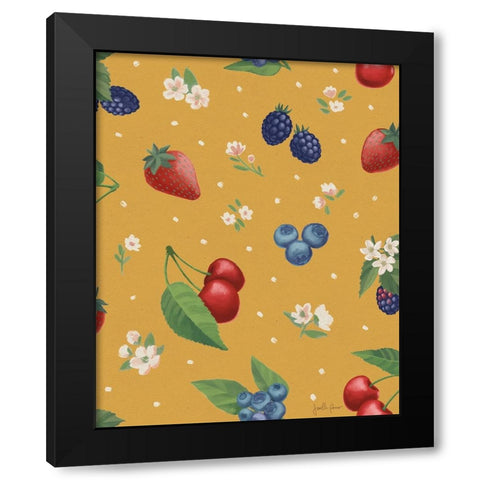 Berry Breeze Pattern IC Black Modern Wood Framed Art Print with Double Matting by Penner, Janelle