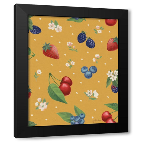 Berry Breeze Pattern IC Black Modern Wood Framed Art Print by Penner, Janelle