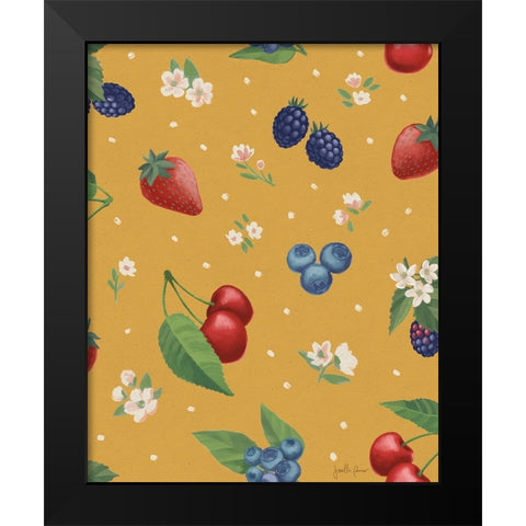 Berry Breeze Pattern IC Black Modern Wood Framed Art Print by Penner, Janelle