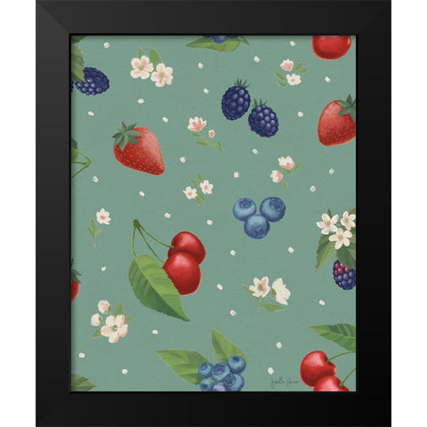 Berry Breeze Pattern ID Black Modern Wood Framed Art Print by Penner, Janelle