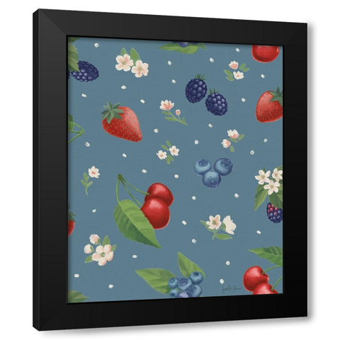 Berry Breeze Pattern IE Black Modern Wood Framed Art Print with Double Matting by Penner, Janelle