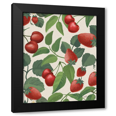 Berry Breeze Pattern III Black Modern Wood Framed Art Print with Double Matting by Penner, Janelle