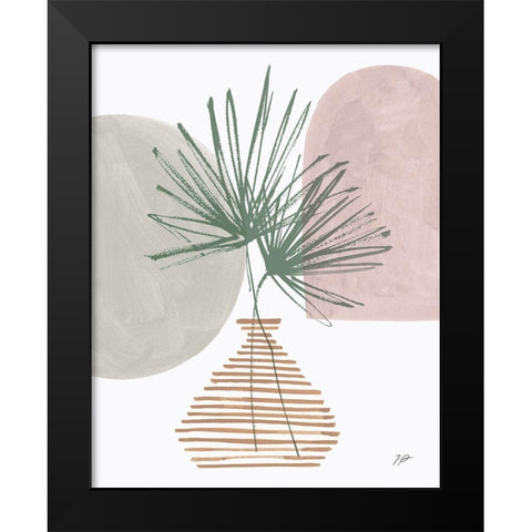 Green Fan Leaves Still Life Neutral Black Modern Wood Framed Art Print by Panganiban, Karyn