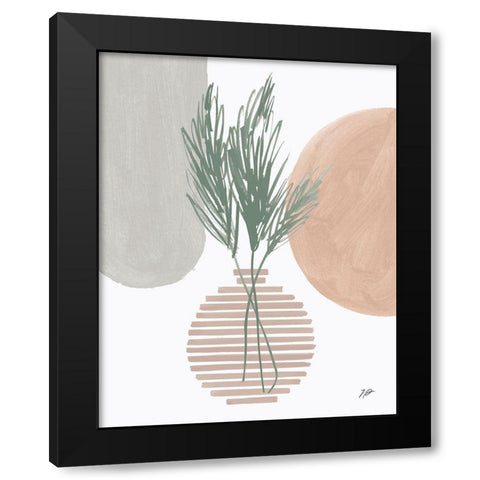 Green Pampas Still Life Neutral Black Modern Wood Framed Art Print with Double Matting by Panganiban, Karyn