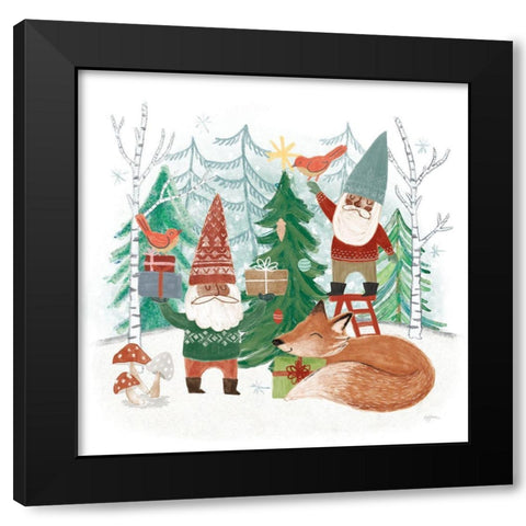 Woodland Gnomes VI Black Modern Wood Framed Art Print by Urban, Mary