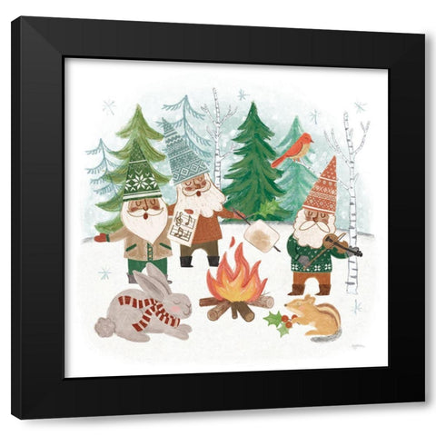 Woodland Gnomes VII Black Modern Wood Framed Art Print with Double Matting by Urban, Mary
