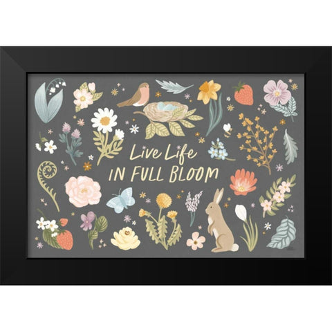 Spring Garden I Dark Black Modern Wood Framed Art Print by Marshall, Laura