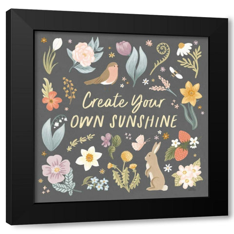 Spring Garden III Dark Black Modern Wood Framed Art Print by Marshall, Laura