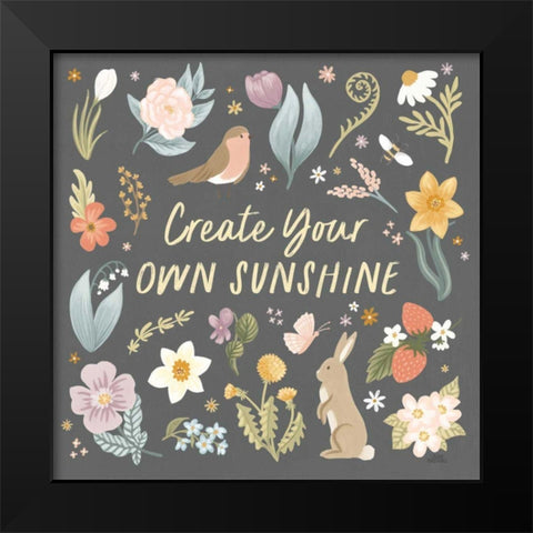 Spring Garden III Dark Black Modern Wood Framed Art Print by Marshall, Laura